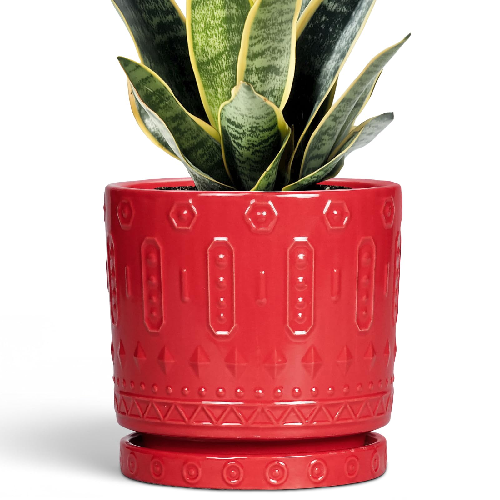 Eightpot 12 Inch Pot for Plants - Ceramic Planter for Indoor Plants Large Plant Pot with Drainage Holes and Saucer Outdoor Flower Pot Decorative Round Planter for Porch Office Decor Blue