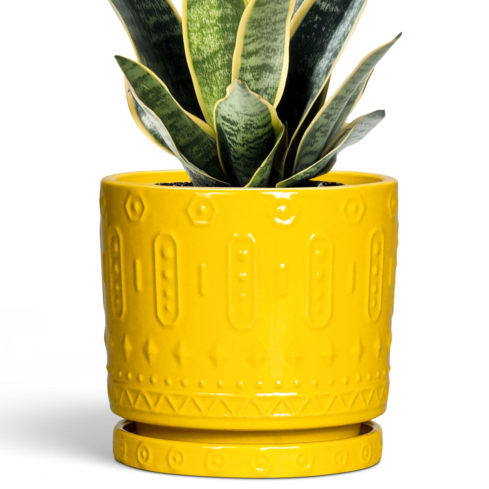 Eightpot 12 Inch Pot for Plants - Ceramic Planter for Indoor Plants Large Plant Pot with Drainage Holes and Saucer Outdoor Flower Pot Decorative Round Planter for Porch Office Decor Blue