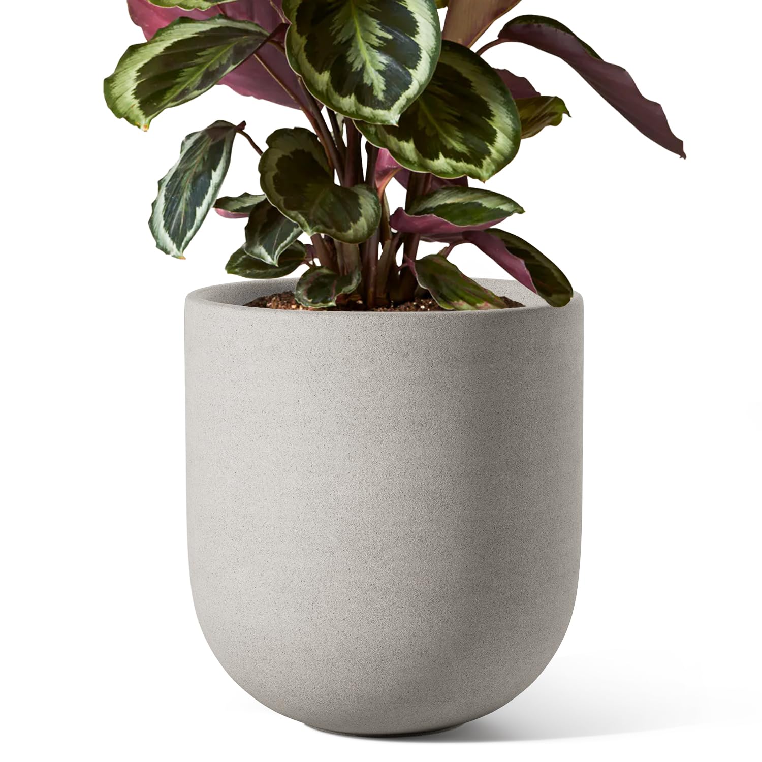 LE TAUCI 12 Inch Pots for Plants, Ceramic Large Planters for Indoor Plants, Indoor Plant Pots for Home Garden Patio Office, Planter Pots with Drainage Hole and Rubber Plug, Neutral Gray