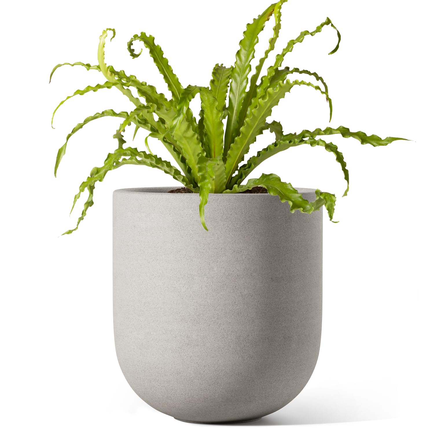 LE TAUCI 12 Inch Pots for Plants, Ceramic Large Planters for Indoor Plants, Indoor Plant Pots for Home Garden Patio Office, Planter Pots with Drainage Hole and Rubber Plug, Neutral Gray