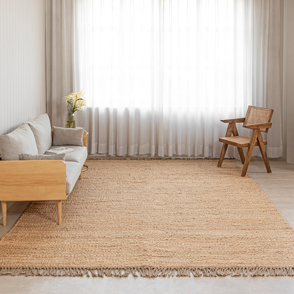 HOMEMONDE Chunky Braided Jute Area Rug 6x9 ft Rectangle Boho Home Décor Indoor Rug - Natural Handcrafted Farmhouse Style Rug for Bedroom, Living Room, Dining Room Kitchen, and Hallway