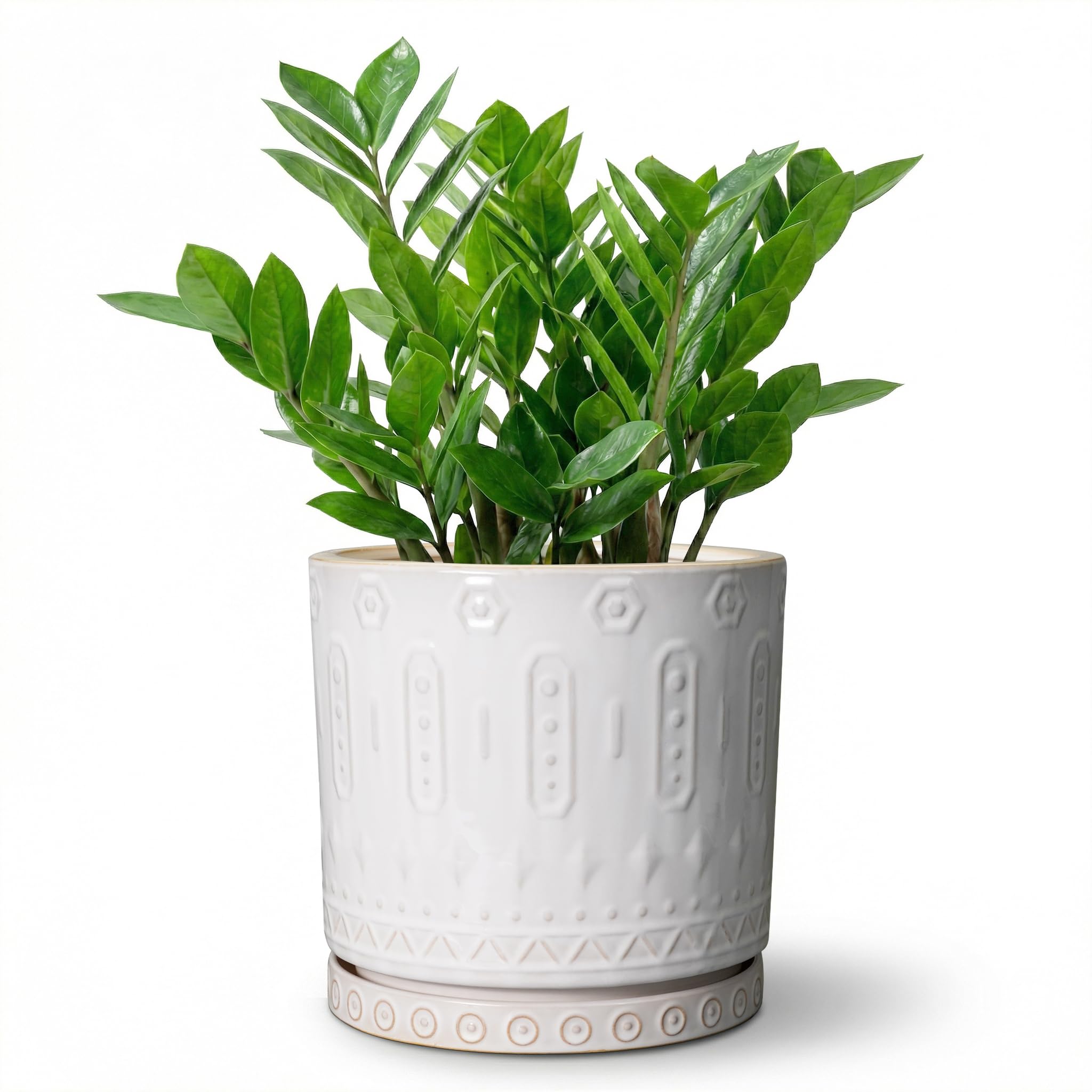 Eightpot 12 Inch Pot for Plants - Ceramic Planter for Indoor Plants Large Plant Pot with Drainage Holes and Saucer Outdoor Flower Pot Decorative Round Planter for Porch Office Decor Blue