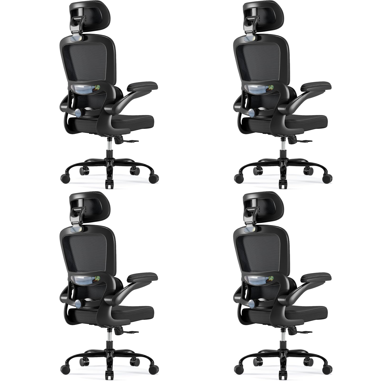 TRALT Ergonomic Office Chair - Desk Chair with Adjustable Headrest Lumbar Support Computer Chair - Mesh Comfy Chair with Flip-up Armrests - Gaming Chairs for Adults Home Office (Leather, White)