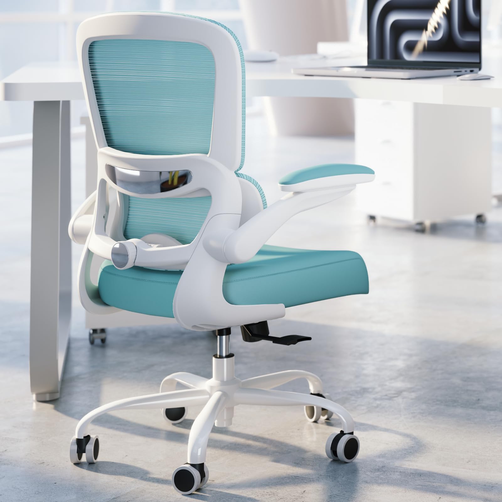 TRALT Office Chair - Ergonomic Desk Chair with Adjustable Lumbar Support, Mesh Computer Chair, Executive Chairs for Home Office Comfortable Lumbar Support (White+Black)