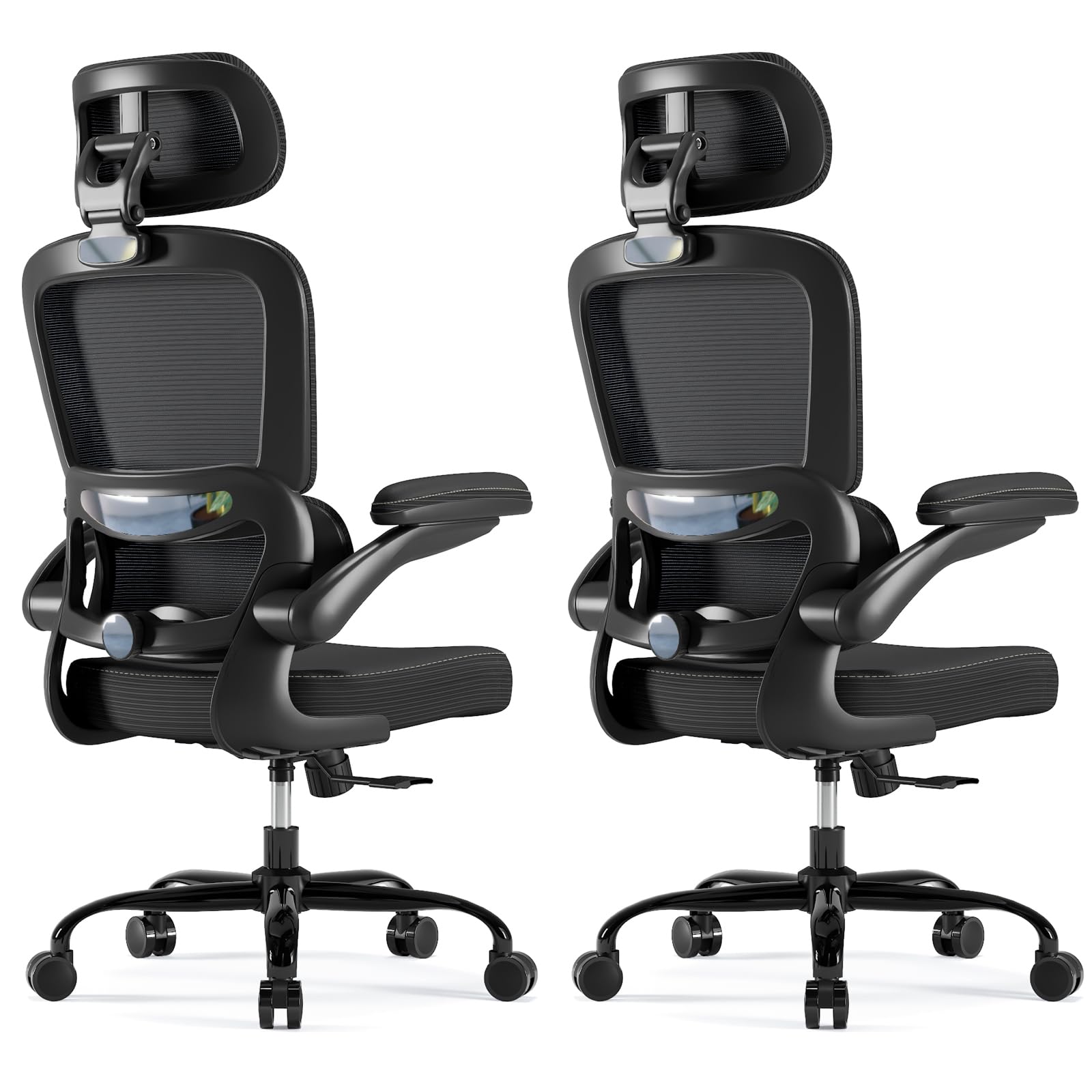 TRALT Ergonomic Office Chair - Desk Chair with Adjustable Headrest Lumbar Support Computer Chair - Mesh Comfy Chair with Flip-up Armrests - Gaming Chairs for Adults Home Office (Leather, White)