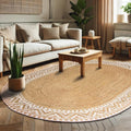 voyzz home 5X8 Feet-Rectangular, Premium Natural Jute High Traffic Braided Area Rug, Stain Resistance, Handmade Rug for Entryways,Living Room,Dining Room,Bedroom,Farmhouse (Natural & Grey & Ivory)