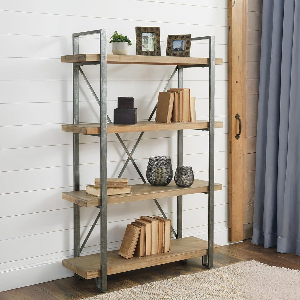 Signature Design by Ashley Forestmin Vintage 4 Tier Wood Bookcase, Light Brown