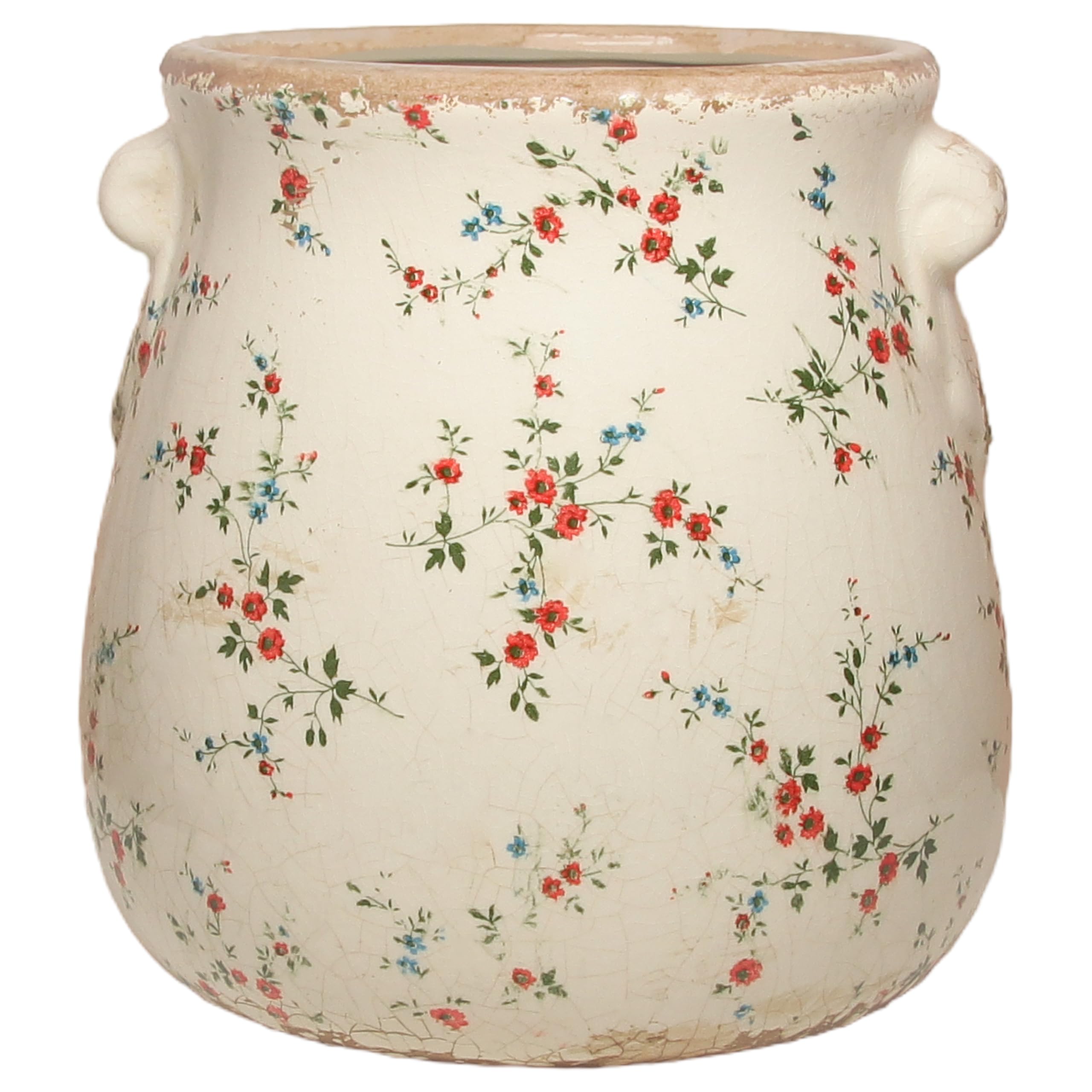 Rustic Farmhouse Ceramic Flower Pots, Vintage Antique Planters & Vase with Drainage Hole for Indoor/Outdoor, Handmade Crackle Glaze Terracotta Pottery Decor for Home Kitchen Office, Gardening Gifts