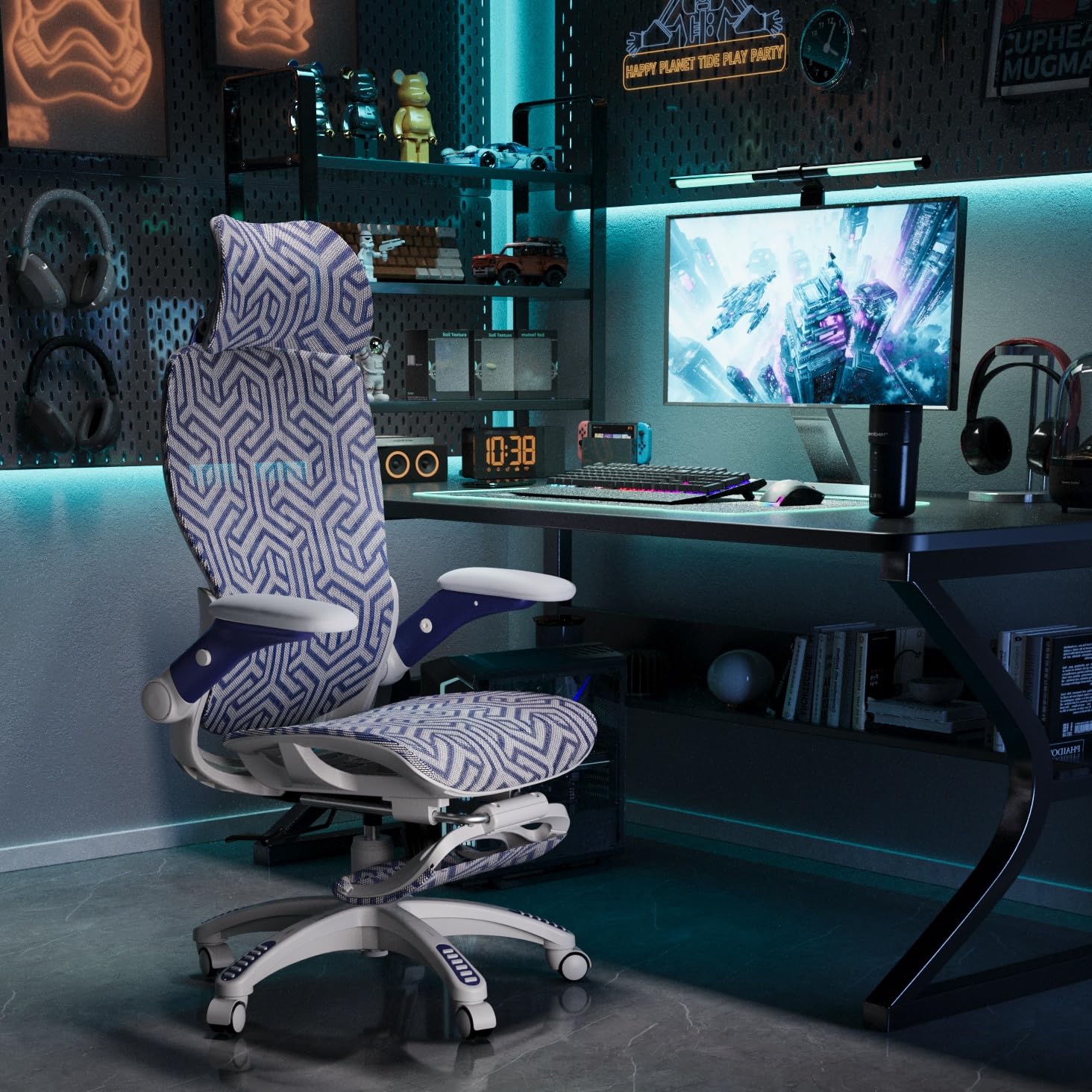 ELABEST X100 Ergonomic Mesh Office Chair with Footrest, Big and Tall Hone Desk Chair with 5D Flip-Up Arms, Adjustable 3D Lumbar Support,Gaming & Executive Computer Chairs
