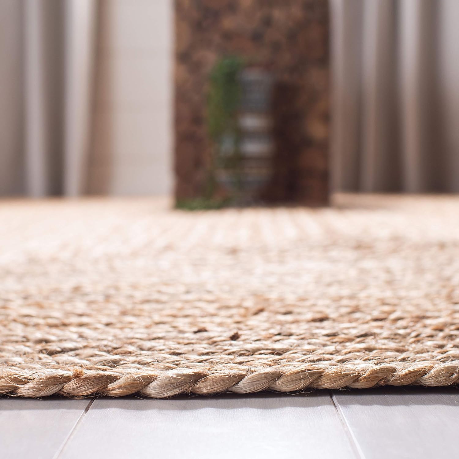 SAFAVIEH Area Rug 6x9 - Cape Cod Collection - Natural Brown, Handmade Braided Flat Weave Jute (CAP252A)