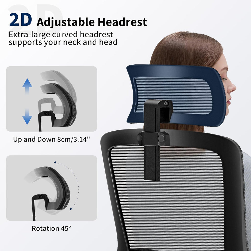 Office Chair,Ergonomic Desk Chair with Adjustable Lumbar Support,400 Lbs Mesh Computer Chair High Back with Headrest for Home Office (Black)
