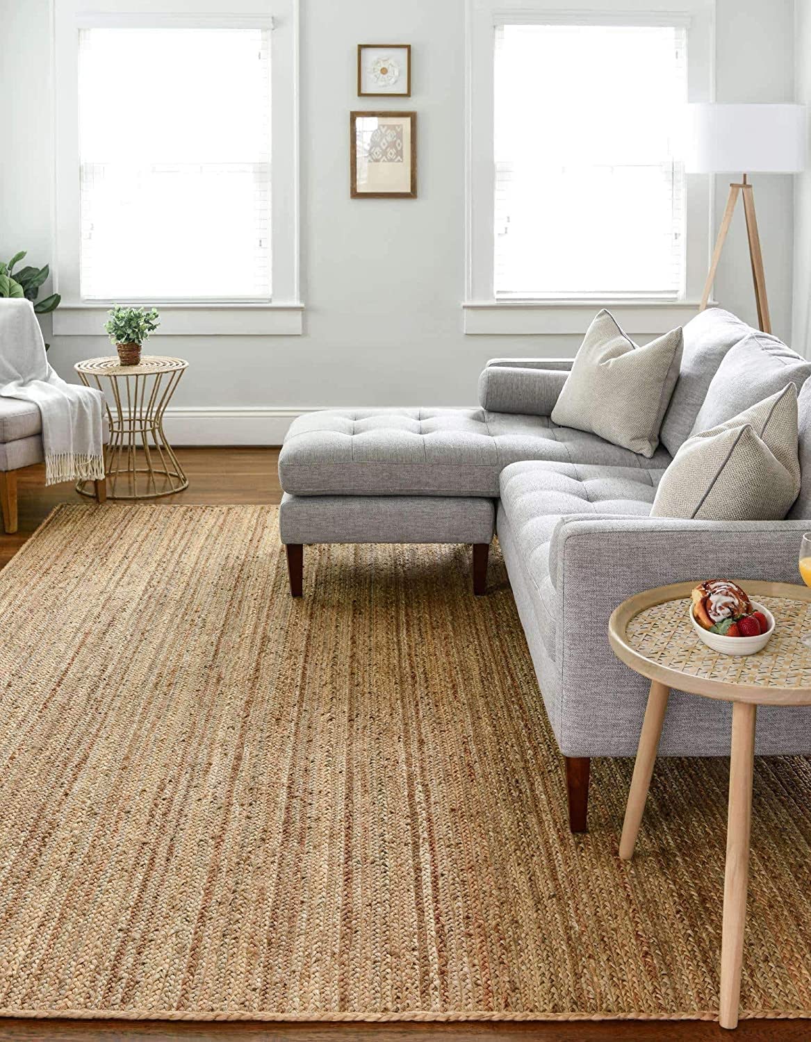 FRELISH DECOR Handwoven Jute Area Rug - 2x3 feet - Natural Yarn - Rustic Vintage Beige Braided Reversible Rug - Eco Friendly Rugs for Bedroom - Kitchen - Living Room - Farmhouse (2'x3')