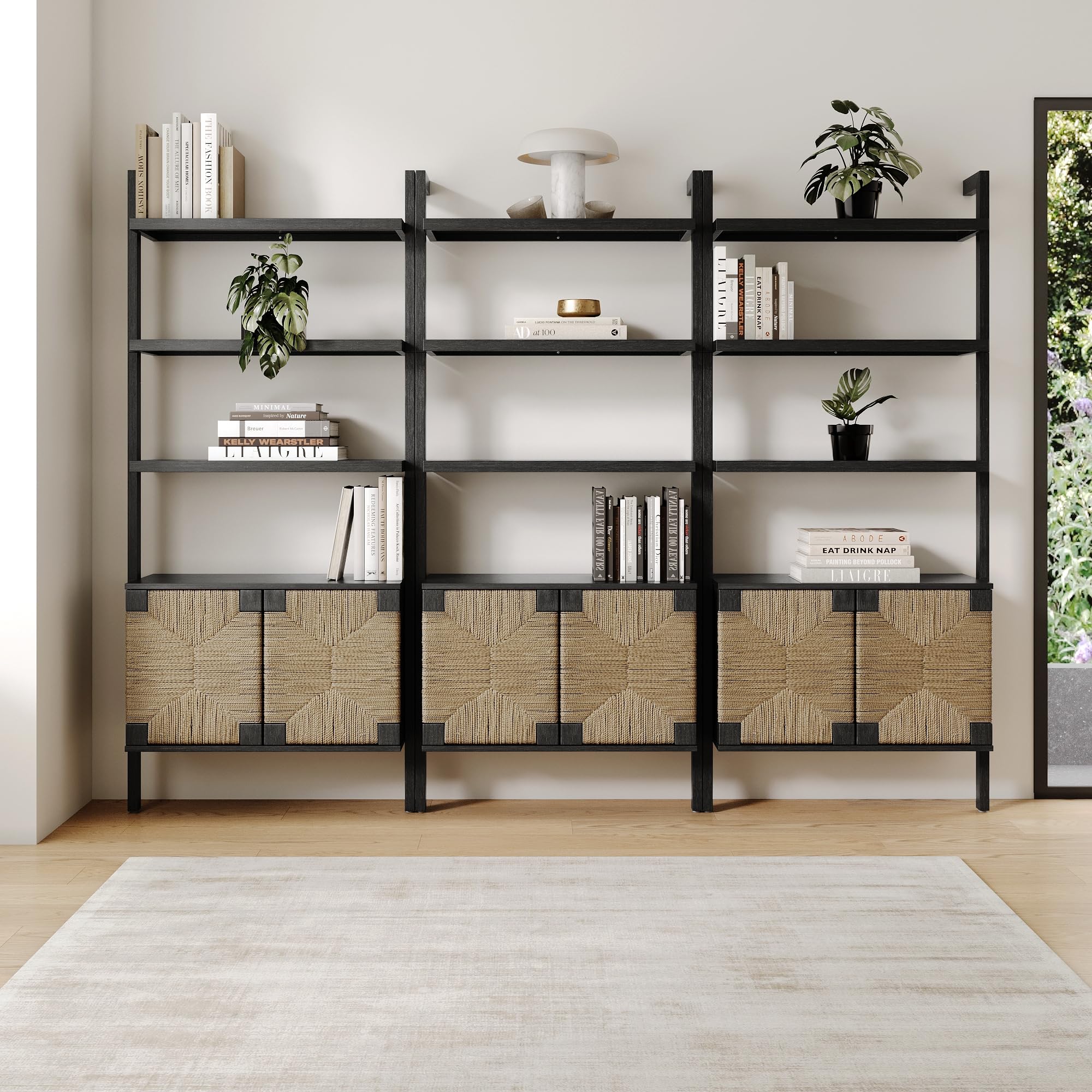 Nathan James Beacon Bohemian 5 Tier Bookshelf, Wall Mounted Bookcase, Solid Wood Bookshelf in Warm Pine