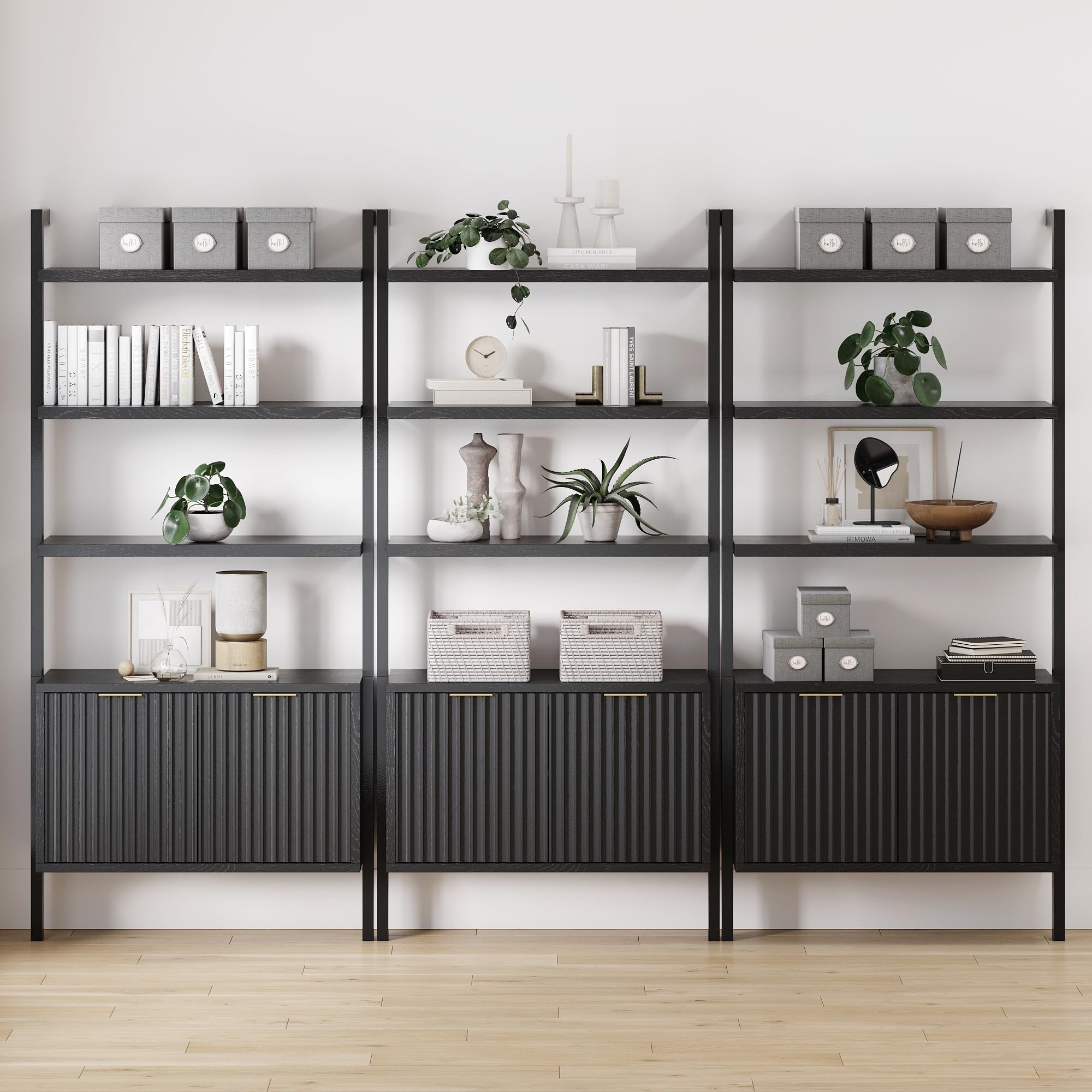 Nathan James Beacon Bohemian 5 Tier Bookshelf, Wall Mounted Bookcase, Solid Wood Bookshelf in Warm Pine