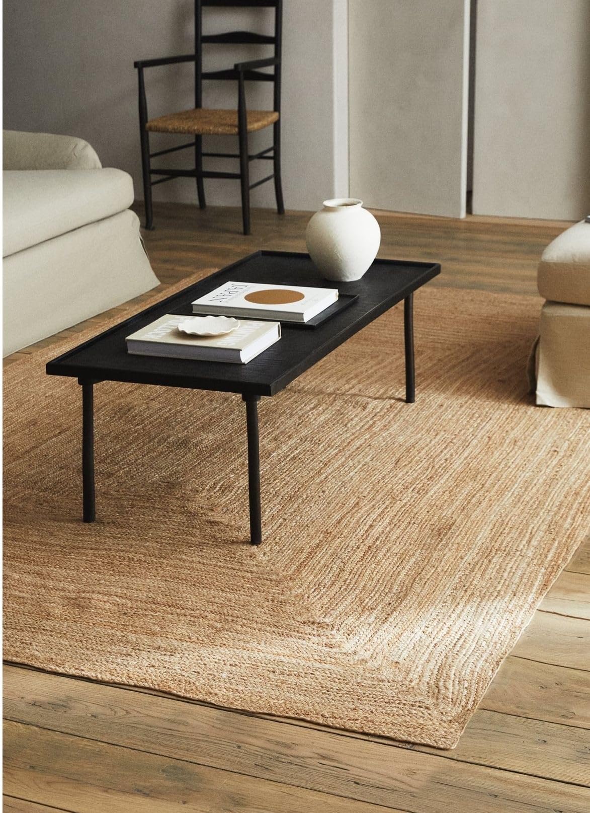 FRELISH DECOR Handwoven Jute Area Rug - 2x3 feet - Natural Yarn - Rustic Vintage Beige Braided Reversible Rug - Eco Friendly Rugs for Bedroom - Kitchen - Living Room - Farmhouse (2'x3')