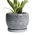 SQOWL Ceramic Planter 8 Inch - Pot for Indoor Outdoor Plants Round Ceramic Plant Pot with Drainage Hole and Saucer Modern Flower Pot Glazed Blue