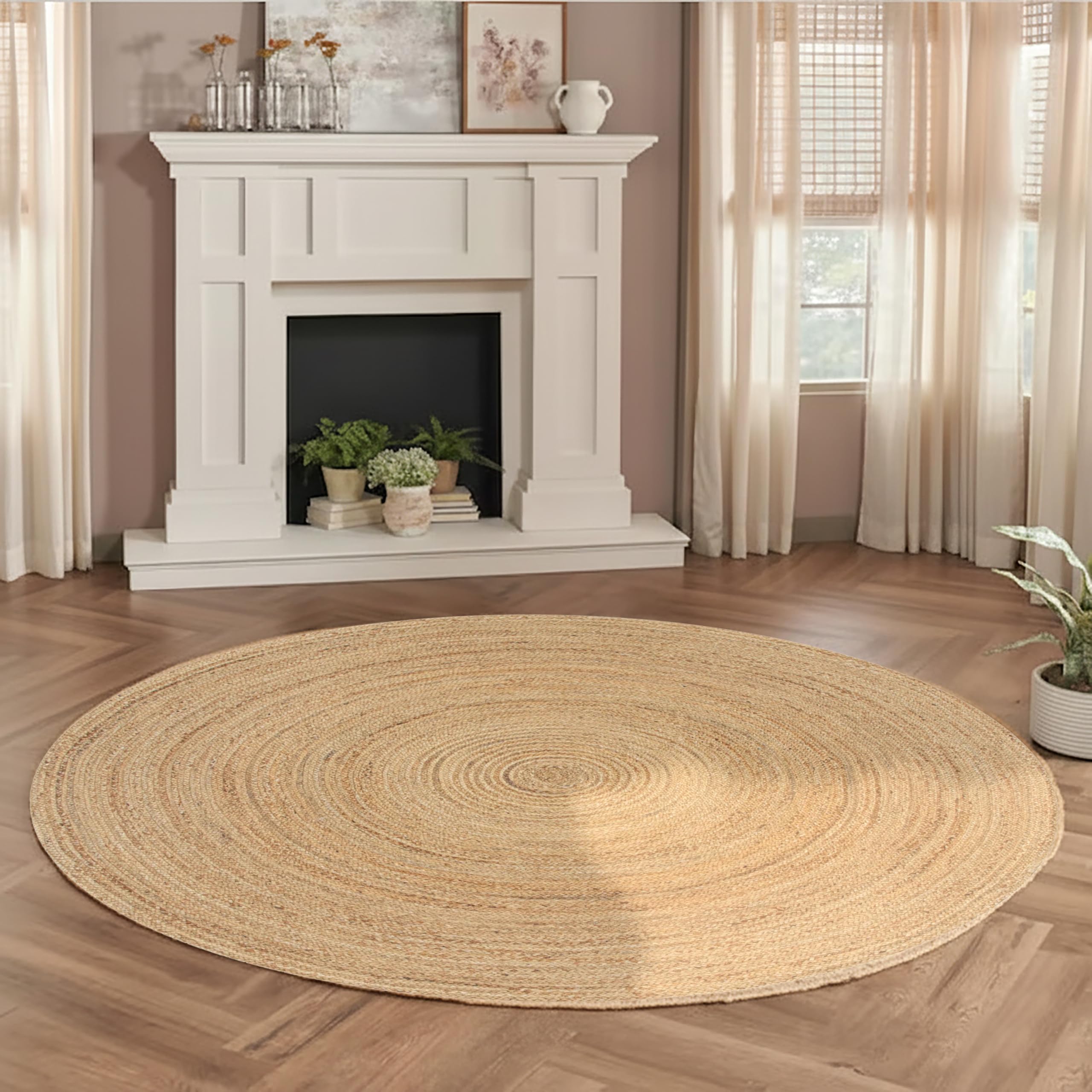 Ramanta Home Hand Woven Jute Braided Rug 2'x3' - Natural, Boho Reversible Floor Carpet for Living Room, Farmhouse Accent Rugs for Kitchen, Nursery, Kids Room, Bedroom, Patio - 24X36 Inch