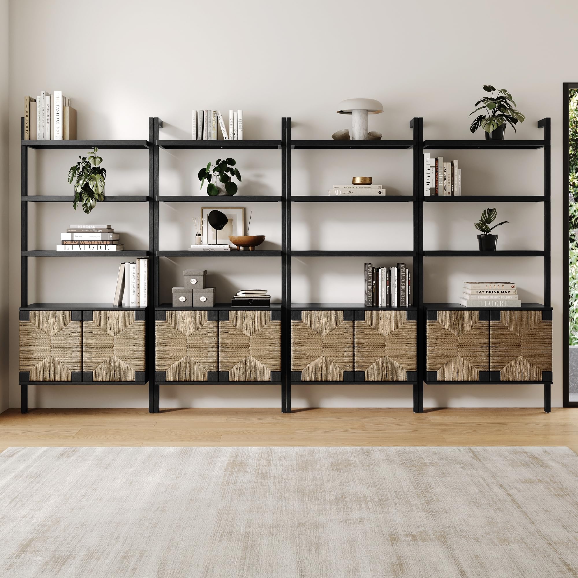 Nathan James Beacon Bohemian 5 Tier Bookshelf, Wall Mounted Bookcase, Solid Wood Bookshelf in Warm Pine