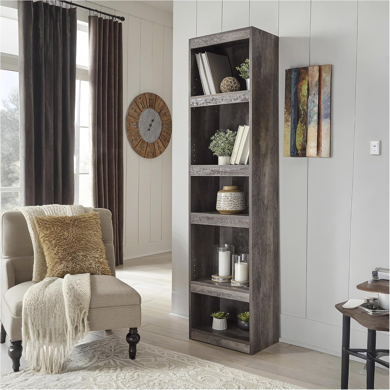Signature Design by Ashley Wynnlow Rustic Pier-Style 72" Bookcase, Grayish Brown
