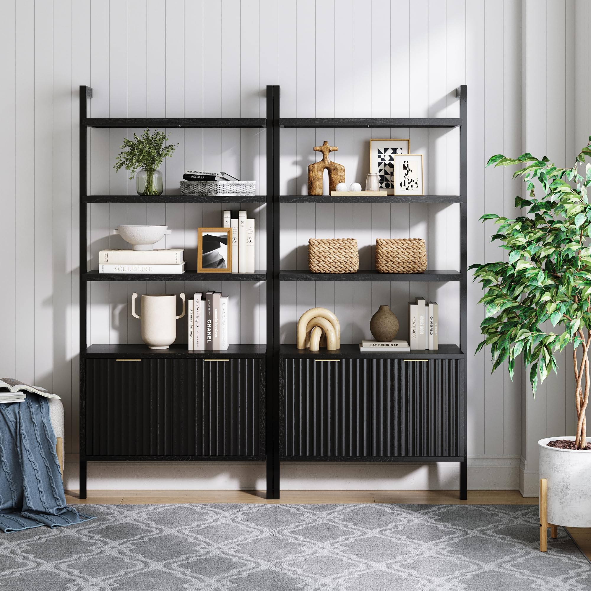 Nathan James Beacon Bohemian 5 Tier Bookshelf, Wall Mounted Bookcase, Solid Wood Bookshelf in Warm Pine