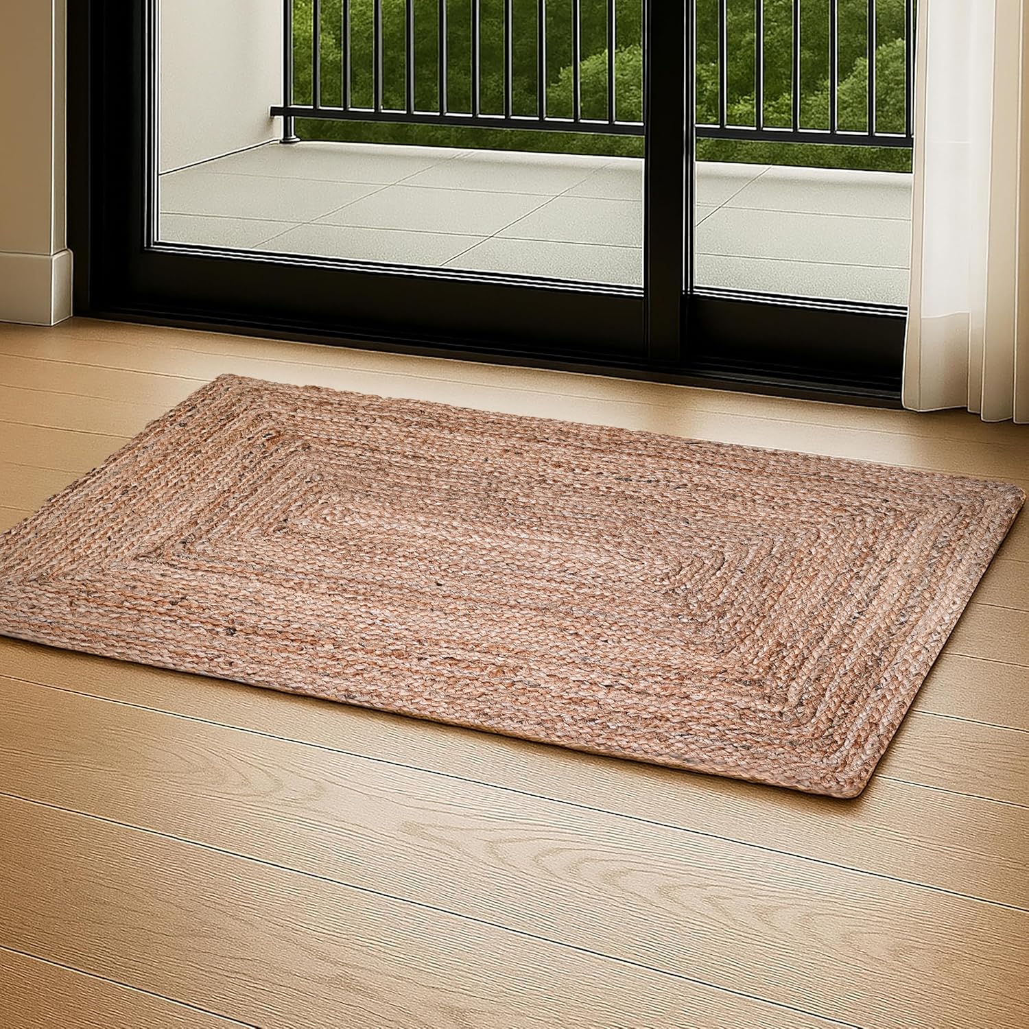 Ramanta Home Hand Woven Jute Braided Rug 2'x3' - Natural, Boho Reversible Floor Carpet for Living Room, Farmhouse Accent Rugs for Kitchen, Nursery, Kids Room, Bedroom, Patio - 24X36 Inch