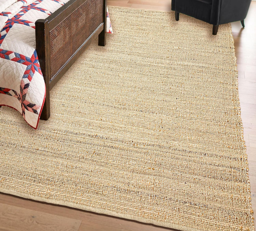 Chardin home 5x7 Jute Cotton Hand Woven Area Rug, Natural Jute Braided Boho Farmhouse Rug, Rustic Vintage Reversible Natural Fiber Rug for Living Room, Bedroom, Dining Room, Office, or Entryway.