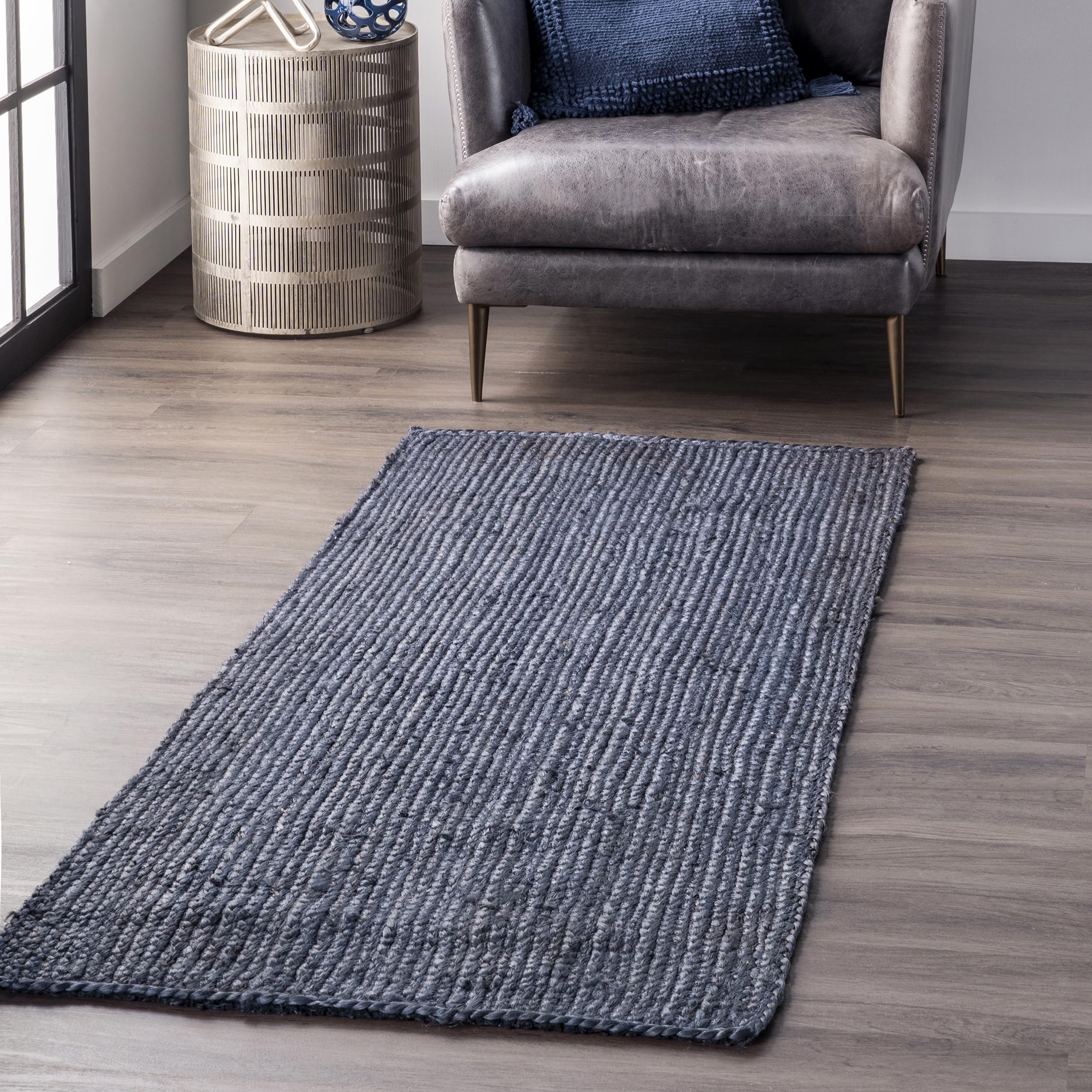 nuLOOM 6x9 Rigo Jute Hand Woven Area Rug, Natural, Solid Farmhouse Design, Natural Fiber, For Bedroom, Living Room, Dining Room, Hallway, Office, Kitchen, Entryway