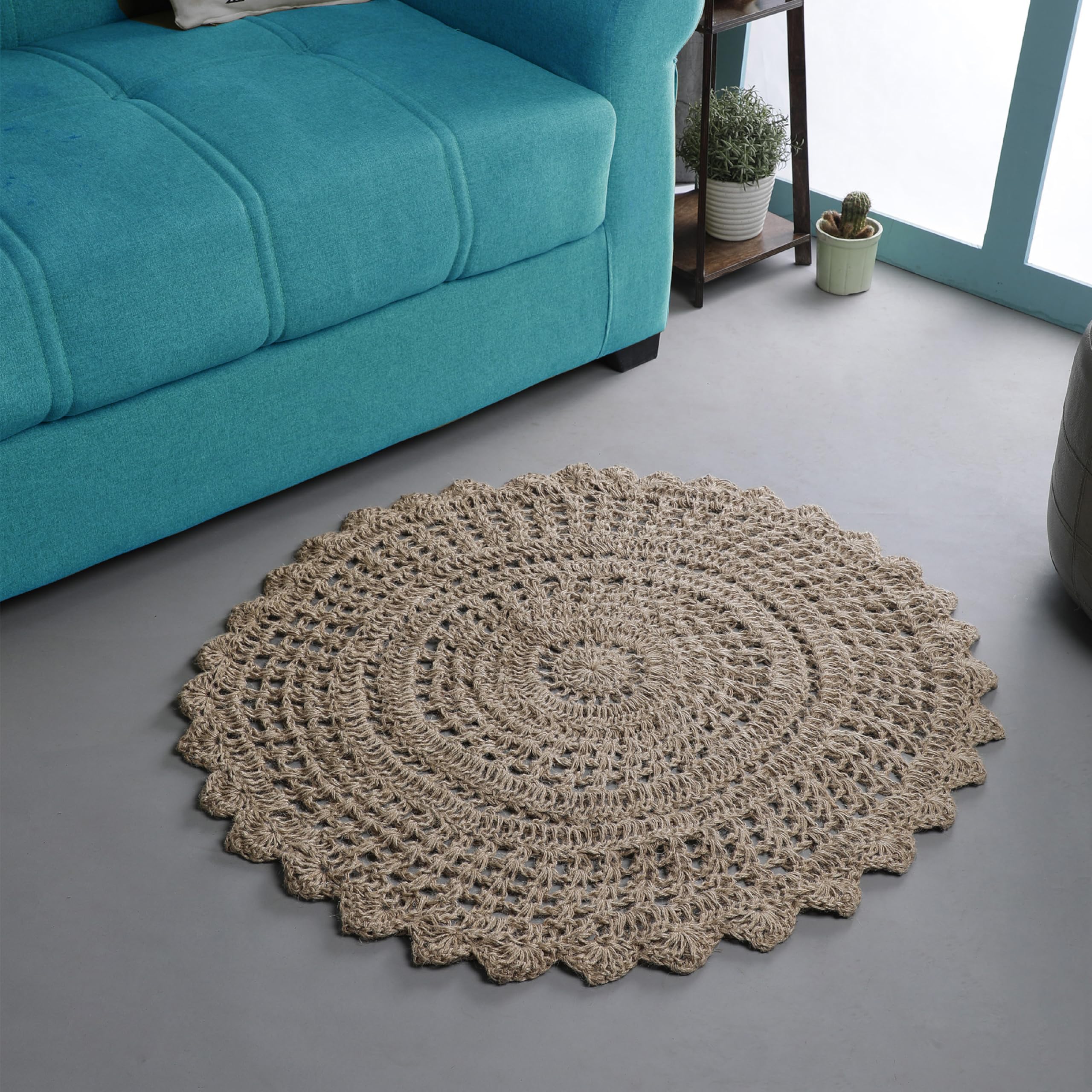 Ramanta Home Hand Woven Jute Braided Rug 2'x3' - Natural, Boho Reversible Floor Carpet for Living Room, Farmhouse Accent Rugs for Kitchen, Nursery, Kids Room, Bedroom, Patio - 24X36 Inch