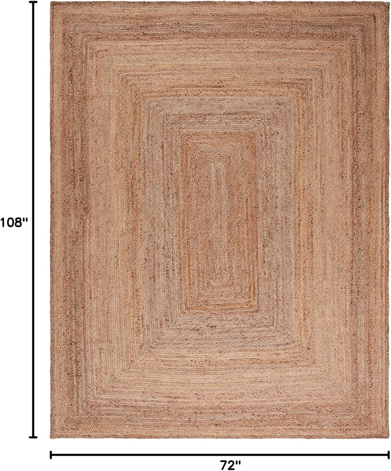 SAFAVIEH Area Rug 6x9 - Cape Cod Collection - Natural Brown, Handmade Braided Flat Weave Jute (CAP252A)