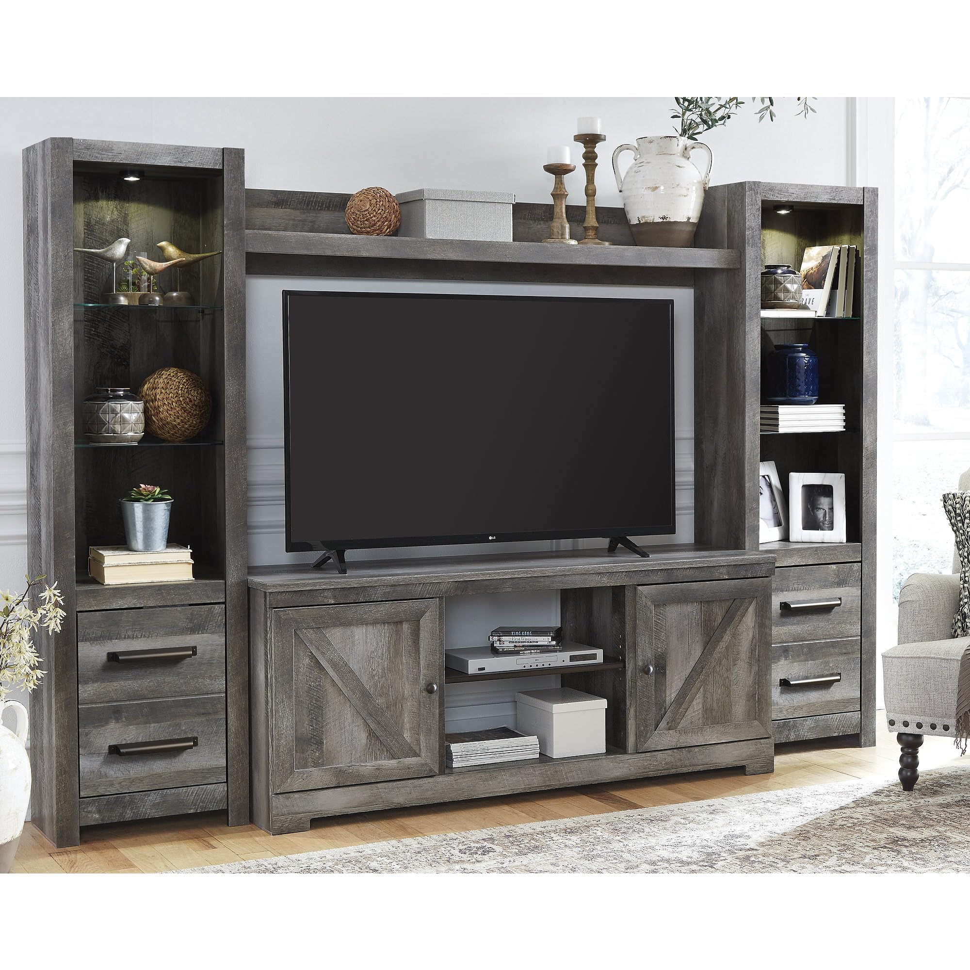 Signature Design by Ashley Wynnlow Rustic Pier-Style 72" Bookcase, Grayish Brown