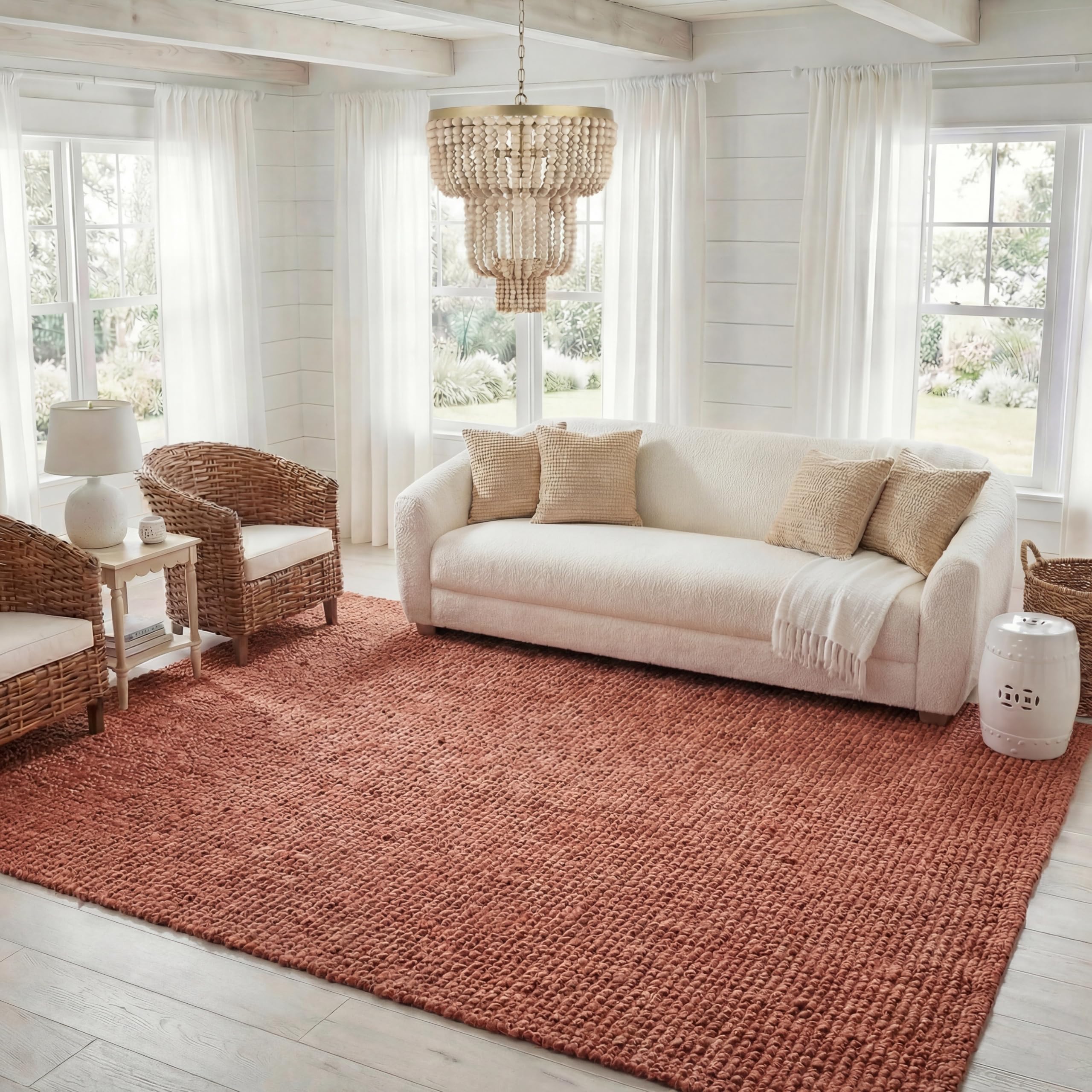 SAFAVIEH Area Rug 9x12 - Natural Fiber Collection - Large - Natural Brown, Handmade Jute, Farmhouse Style, Chunky Textured Thick Pile (NF447A)