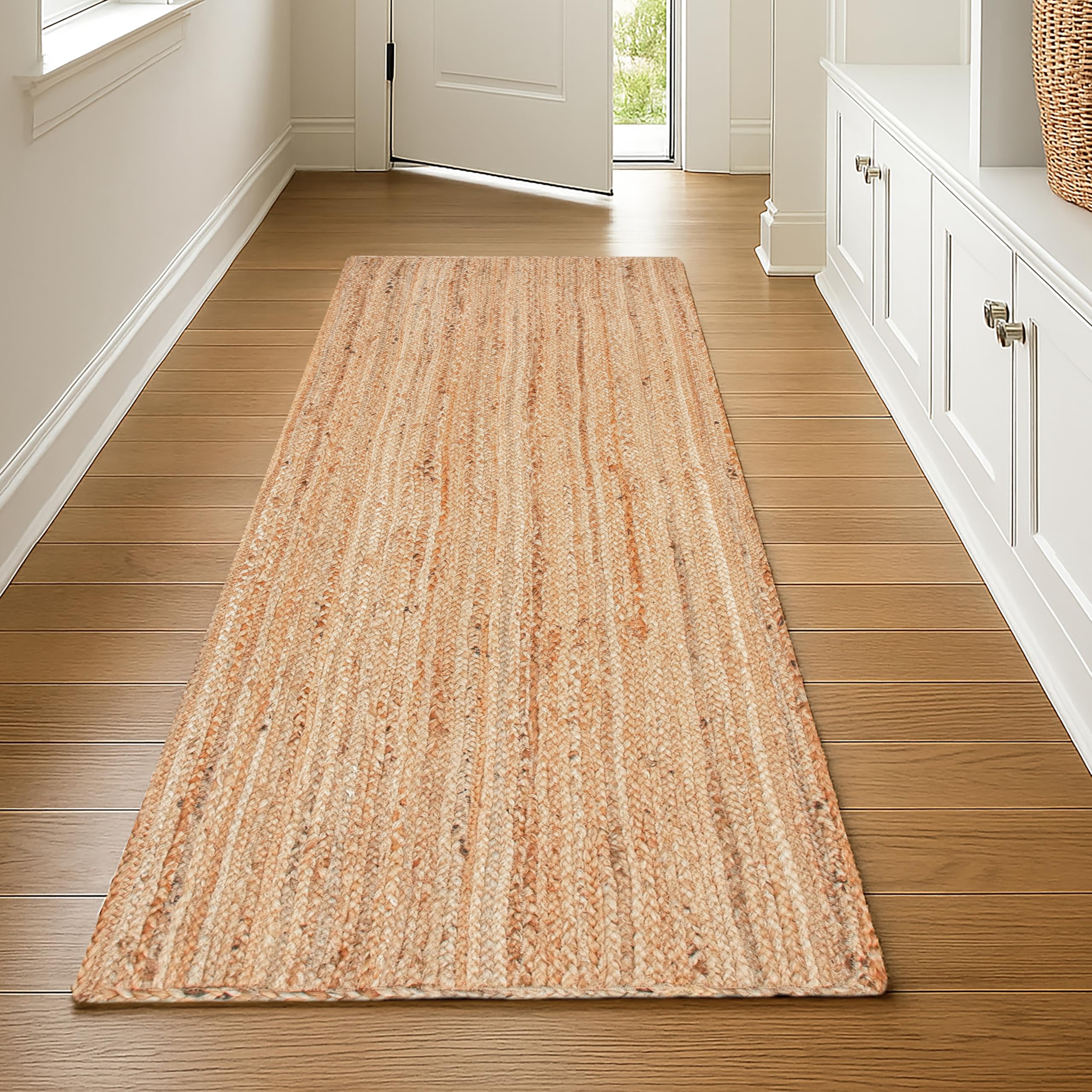 Ramanta Home Hand Woven Jute Braided Rug 2'x3' - Natural, Boho Reversible Floor Carpet for Living Room, Farmhouse Accent Rugs for Kitchen, Nursery, Kids Room, Bedroom, Patio - 24X36 Inch