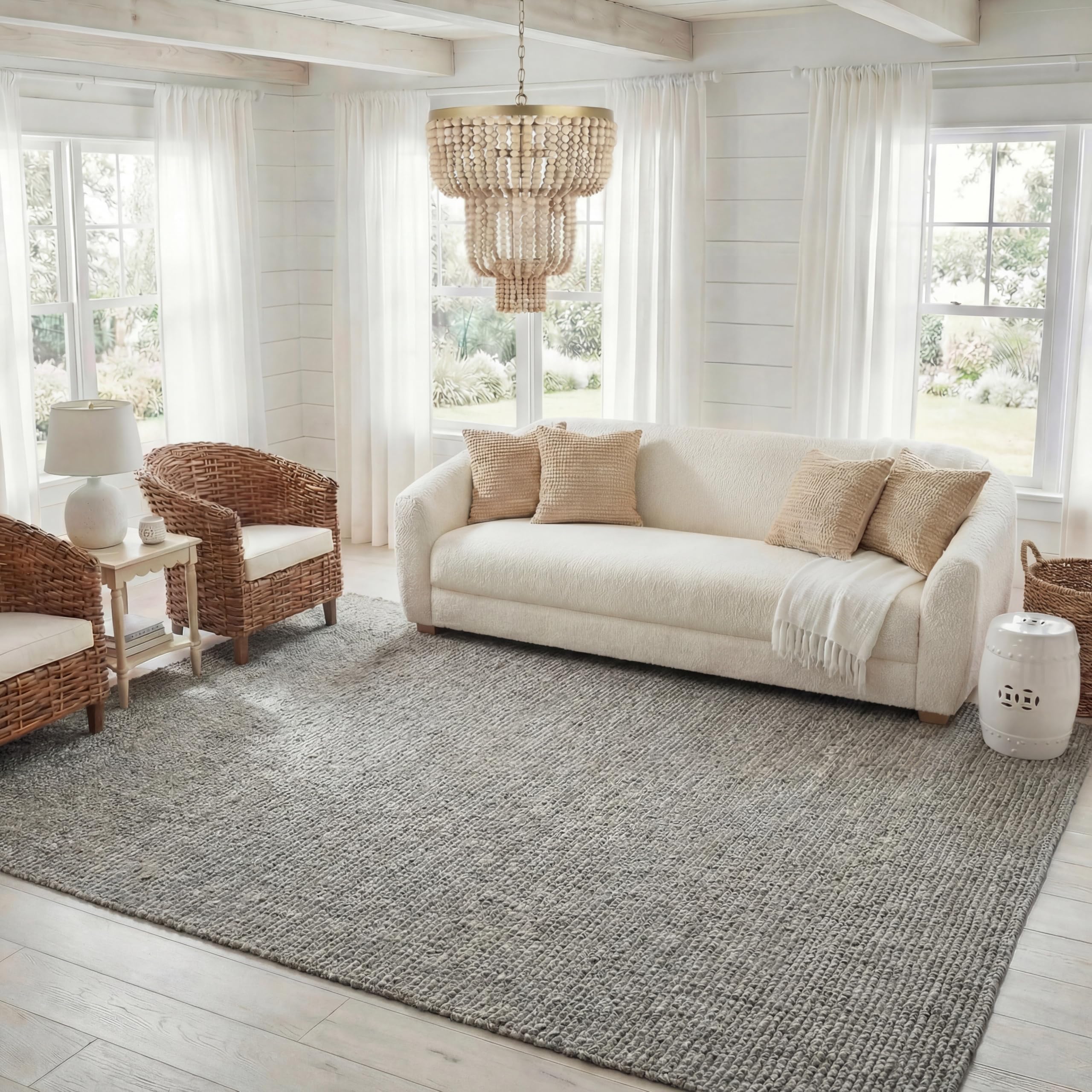 SAFAVIEH Area Rug 9x12 - Natural Fiber Collection - Large - Natural Brown, Handmade Jute, Farmhouse Style, Chunky Textured Thick Pile (NF447A)