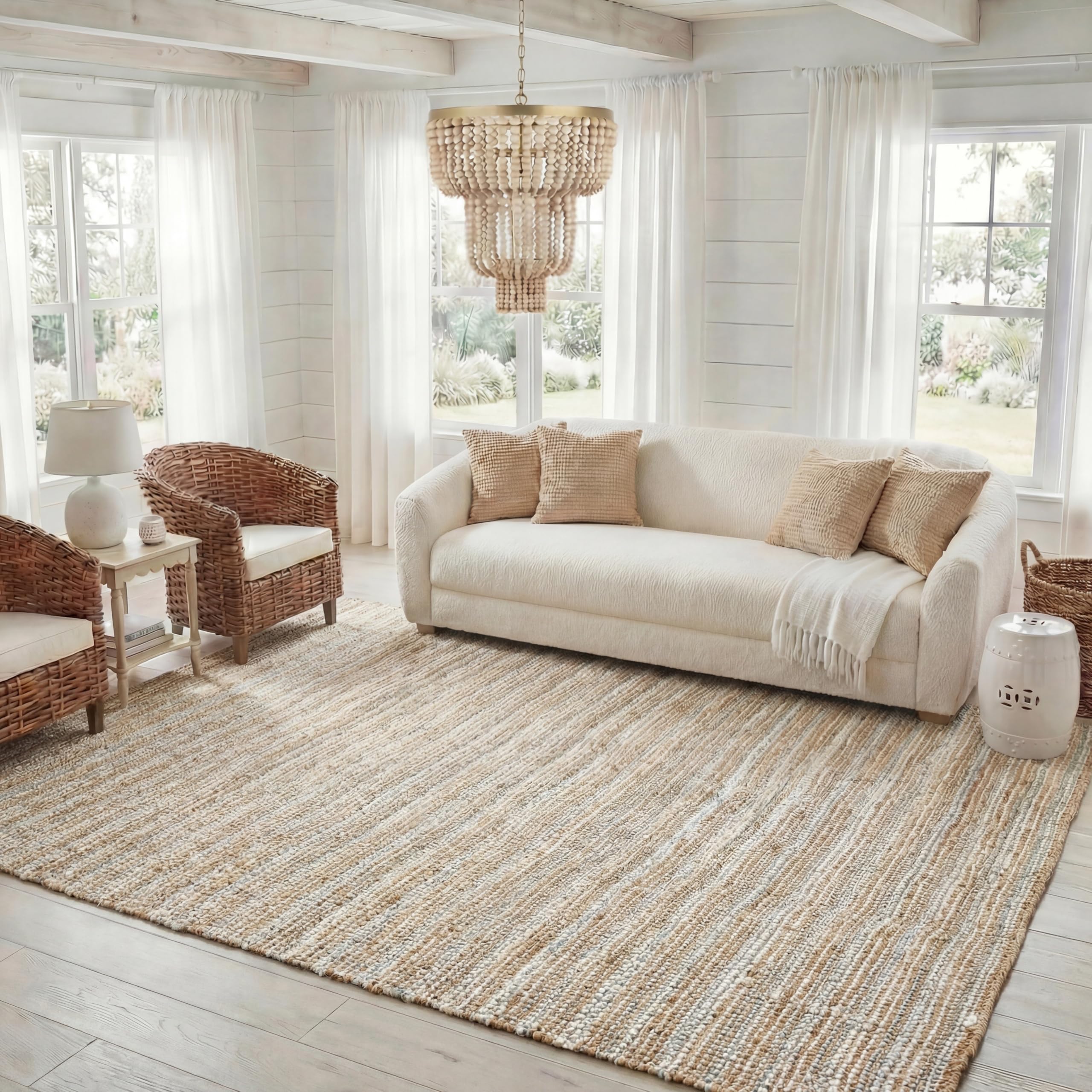 SAFAVIEH Area Rug 9x12 - Natural Fiber Collection - Large - Natural Brown, Handmade Jute, Farmhouse Style, Chunky Textured Thick Pile (NF447A)