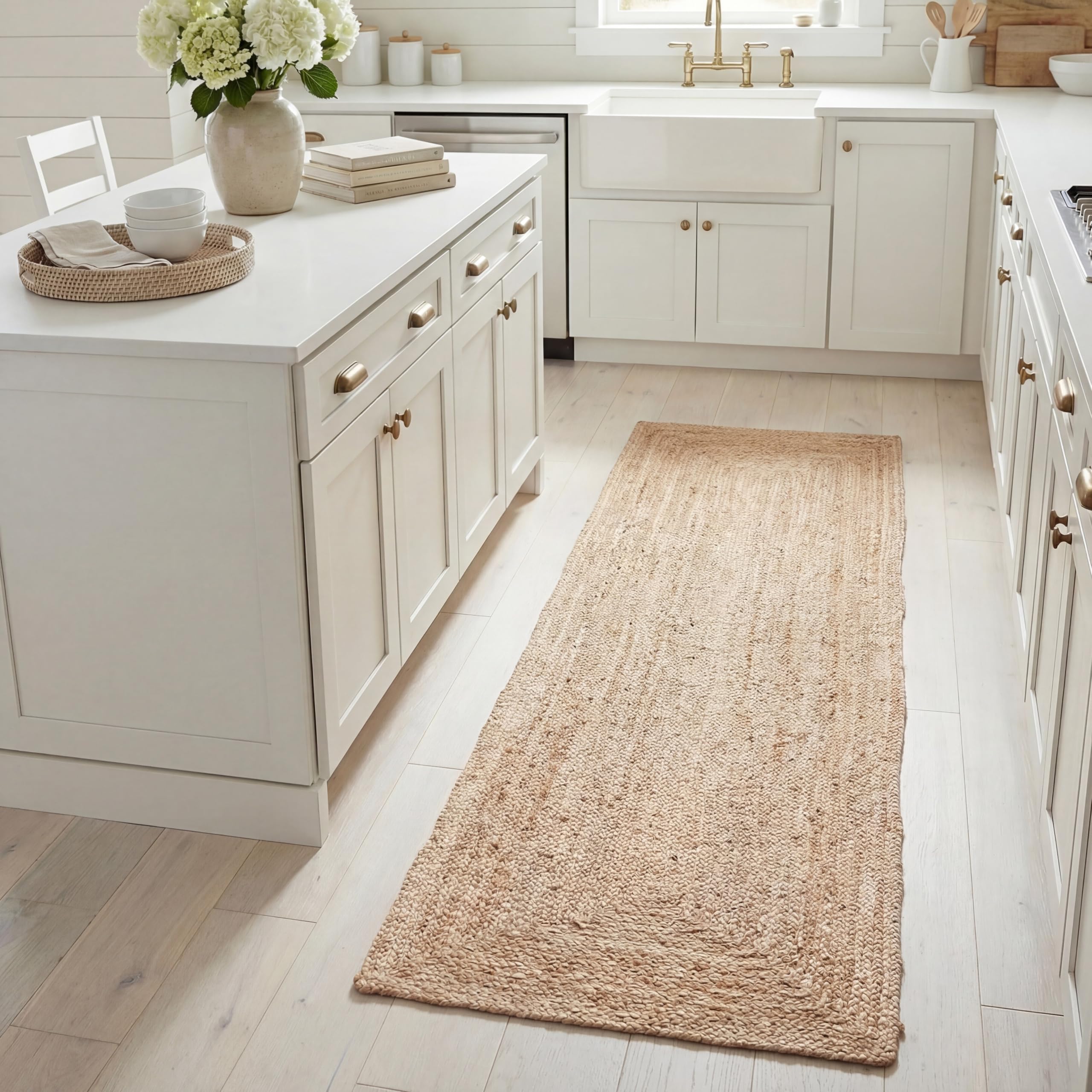 SAFAVIEH Area Rug 6x9 - Cape Cod Collection - Natural Brown, Handmade Braided Flat Weave Jute (CAP252A)