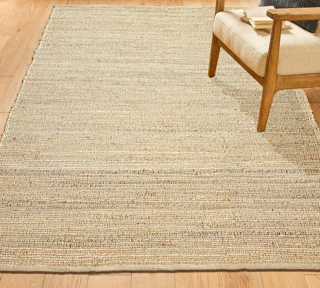Chardin home 5x7 Jute Cotton Hand Woven Area Rug, Natural Jute Braided Boho Farmhouse Rug, Rustic Vintage Reversible Natural Fiber Rug for Living Room, Bedroom, Dining Room, Office, or Entryway.