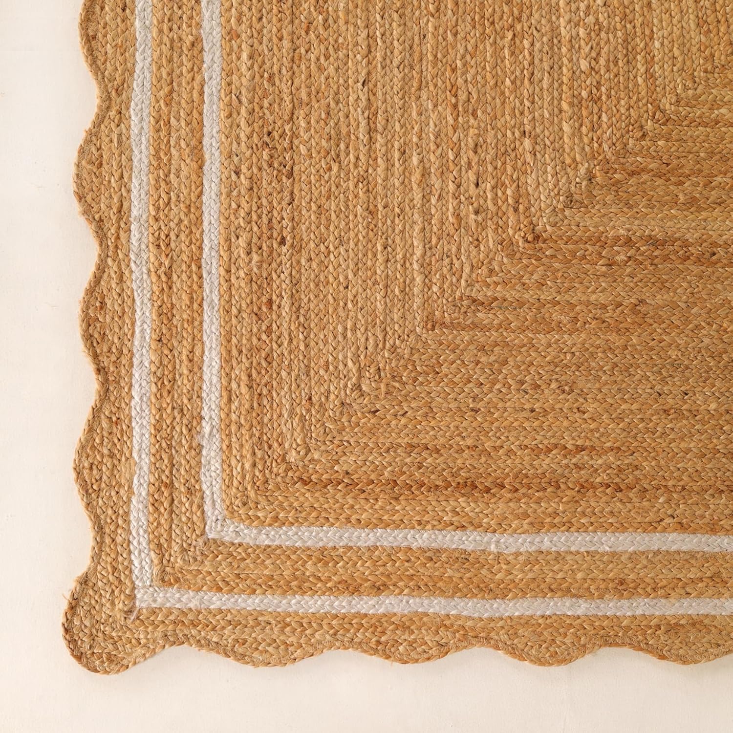 Natural Wave Jute Area Rug – Large Handcrafted Braided Floor Rug for Home Décor, 6x9 Feet