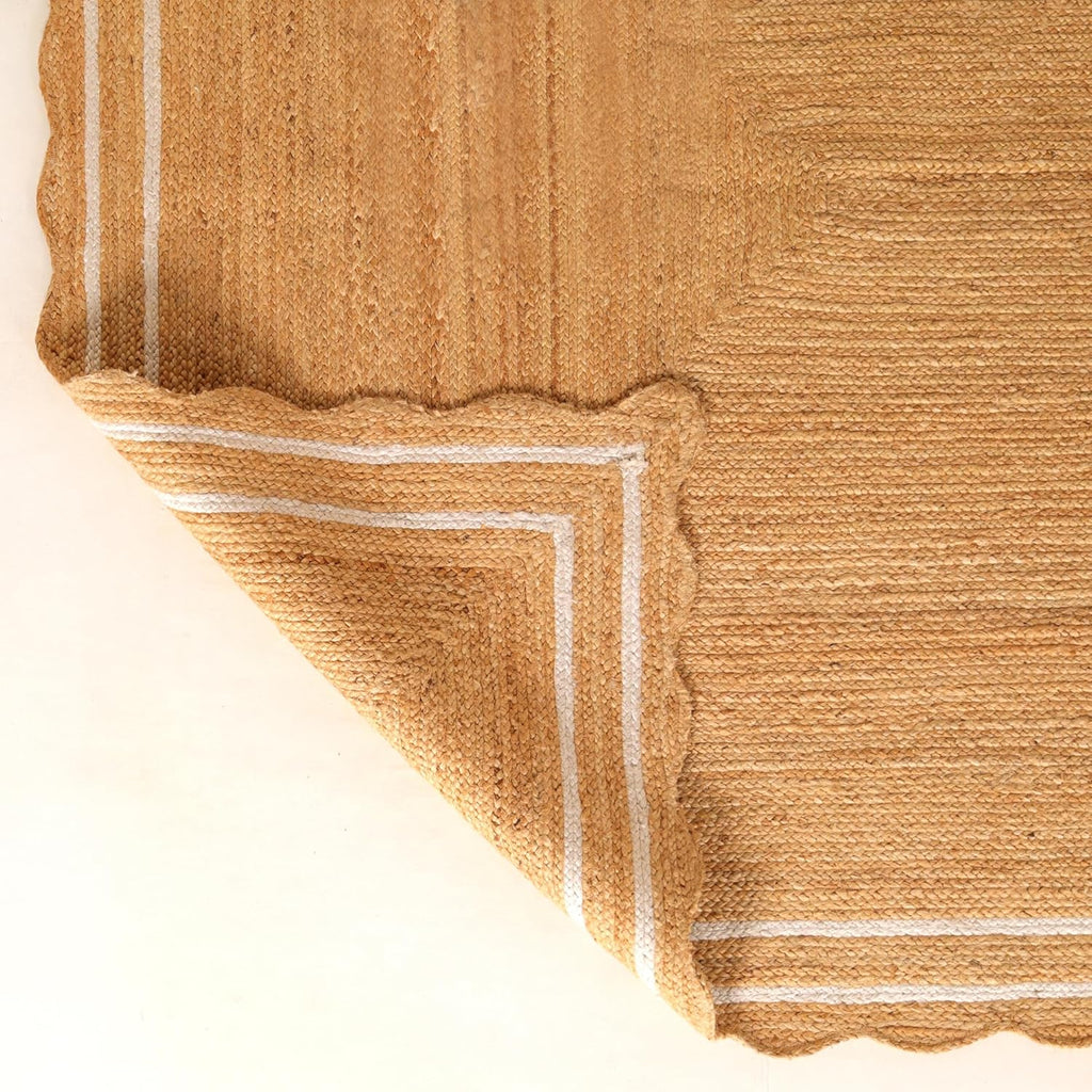 Natural Wave Jute Area Rug – Large Handcrafted Braided Floor Rug for Home Décor, 6x9 Feet