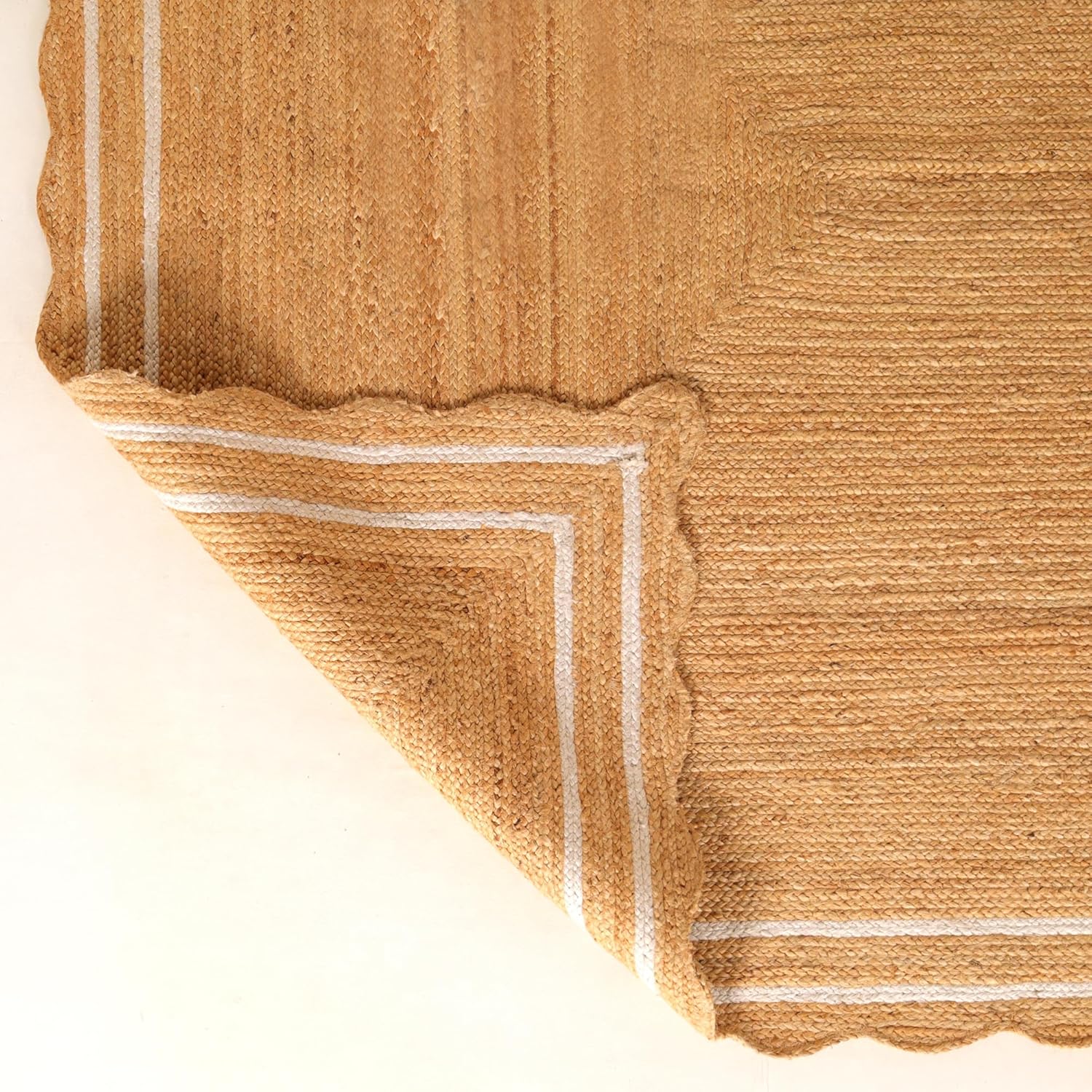 Natural Wave Jute Area Rug – Large Handcrafted Braided Floor Rug for Home Décor, 6x9 Feet