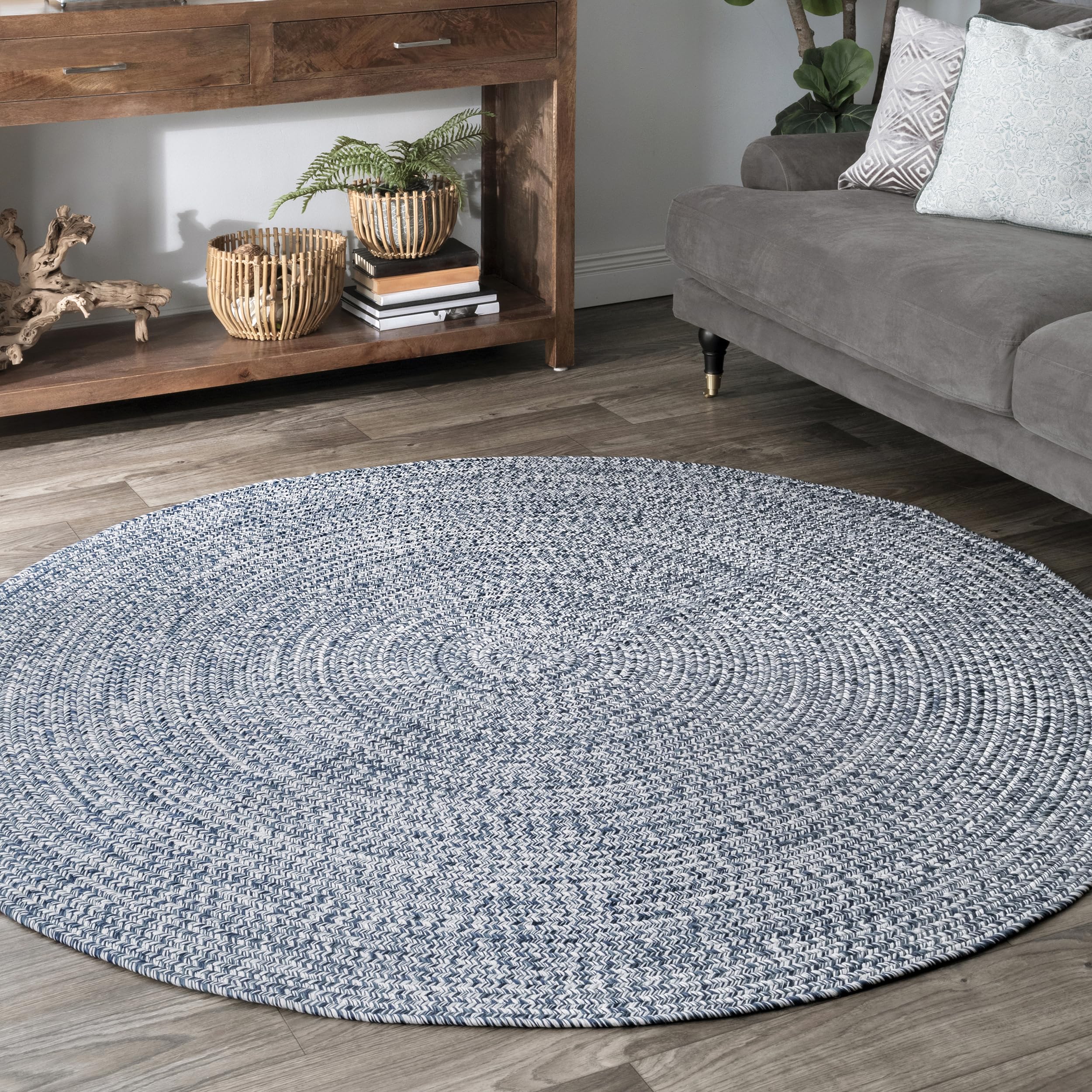 nuLOOM 5' x 8' Solid Hand Braided Indoor/Outdoor Area Rug, Pet-Friendly, High Traffic, Weather Resistant, for Patio, Balcony, Bedroom, Living Room, Dining Room, Wynn Tan