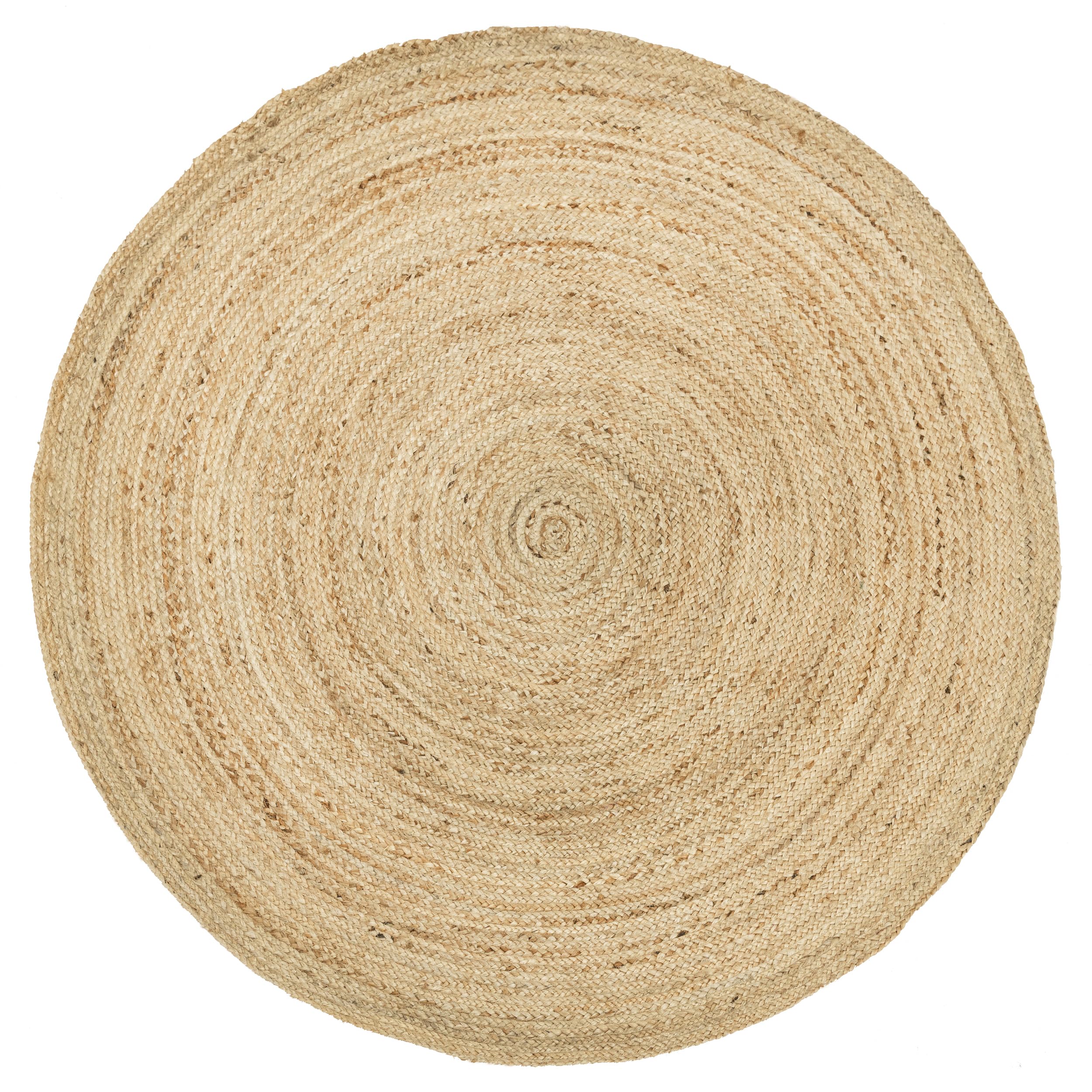 HOMEMONDE Handwoven Jute Area Rug - 4 feet Round Natural Yarn Loom Braided Rug - Eco-Friendly Boho Farmhouse Reversible Design for Bedroom, Living Room, and Kitchen (Natural)