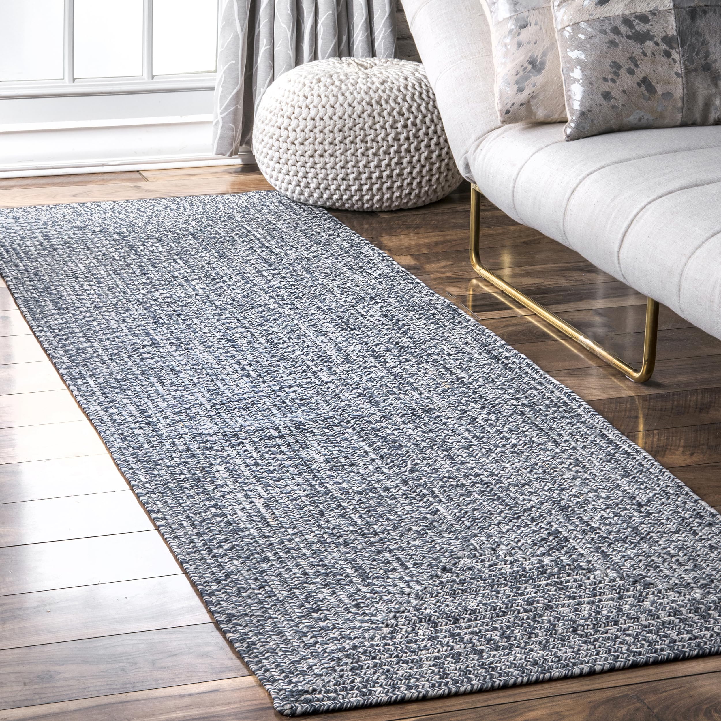 nuLOOM 5' x 8' Solid Hand Braided Indoor/Outdoor Area Rug, Pet-Friendly, High Traffic, Weather Resistant, for Patio, Balcony, Bedroom, Living Room, Dining Room, Wynn Tan