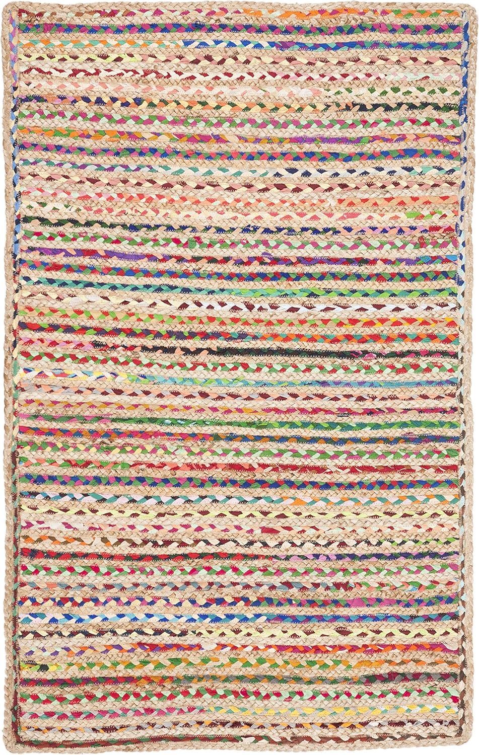 SAFAVIEH Cape Cod Collection Area Rug - 6' x 9' Oval, Natural & Multi, Handmade Boho Braided Jute, Ideal for High Traffic Areas in Living Room, Bedroom (CAP251A)