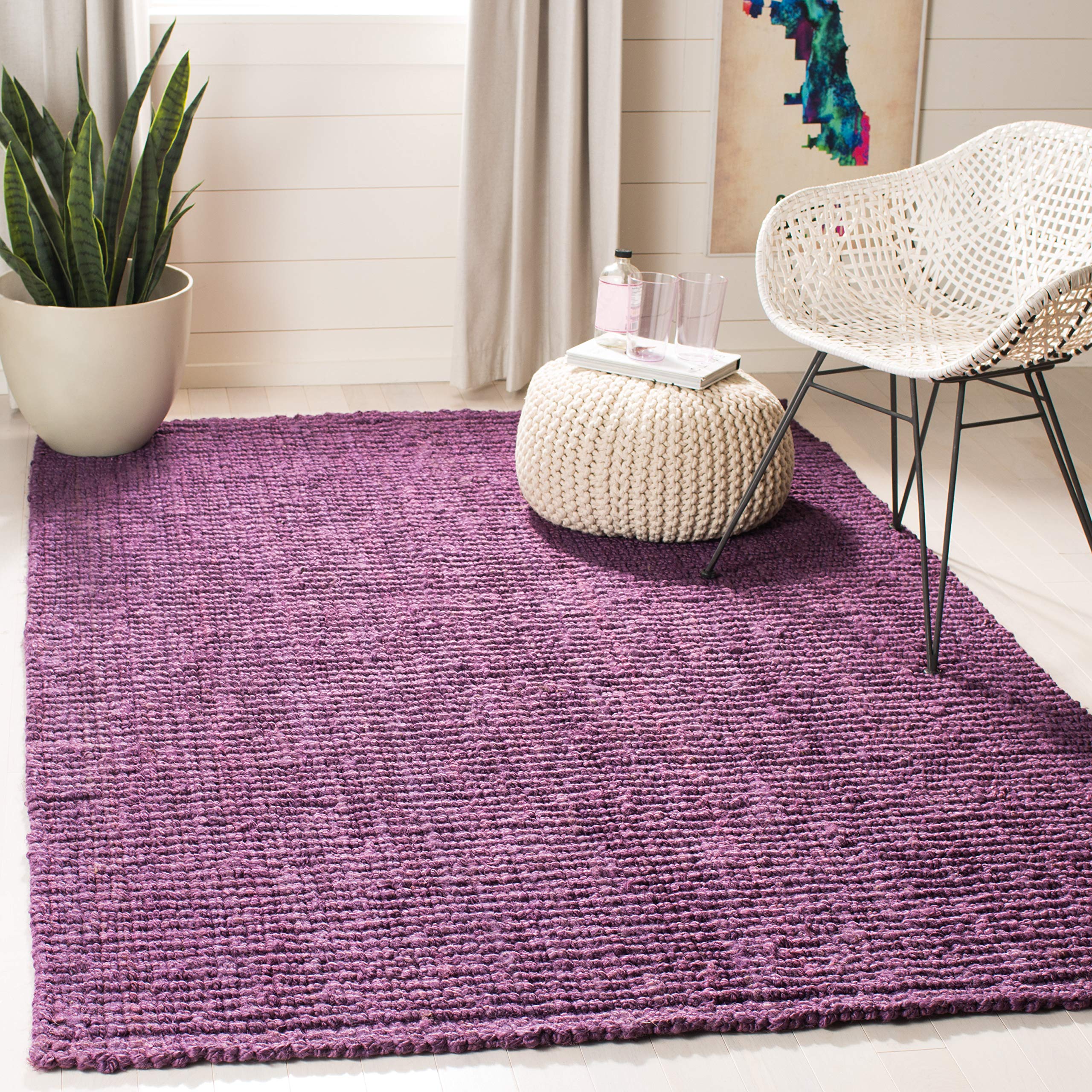 SAFAVIEH Area Rug 9x12 - Natural Fiber Collection - Large - Natural Brown, Handmade Jute, Farmhouse Style, Chunky Textured Thick Pile (NF447A)