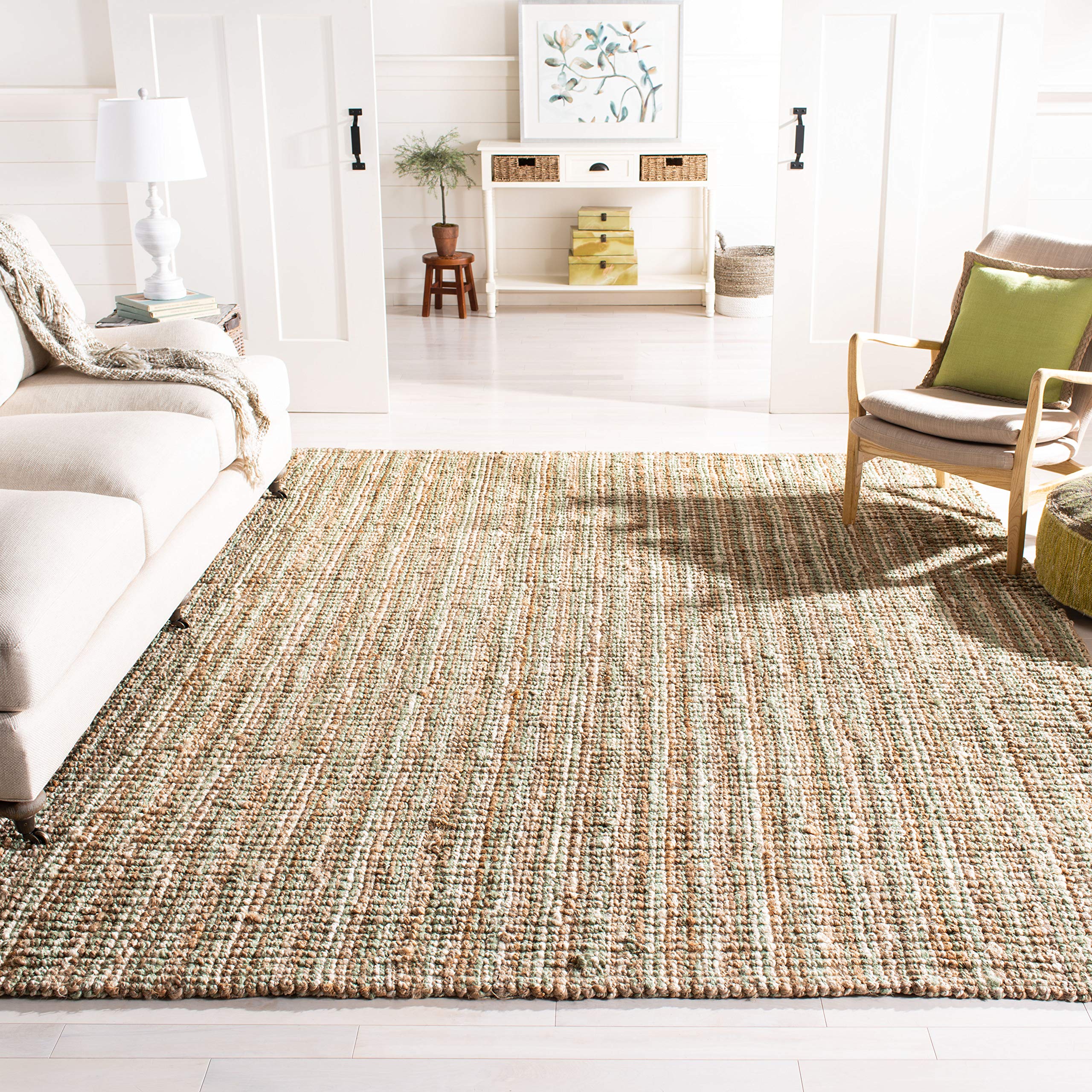 SAFAVIEH Area Rug 9x12 - Natural Fiber Collection - Large - Natural Brown, Handmade Jute, Farmhouse Style, Chunky Textured Thick Pile (NF447A)