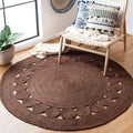SAFAVIEH Area Rug 4' Round - Natural Fiber Collection - Natural Brown, Handmade Jute, Boho Farmhouse Braided Design (NF364A)